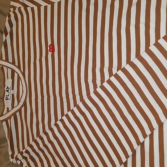 CDG Comme Des Garcon stripe long sleev brown large - Picture 3 of 4